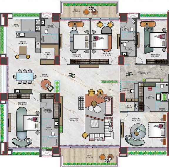 5 BHK Flat in Green Vanilla Sky in Vesu, Surat - Image 458563
