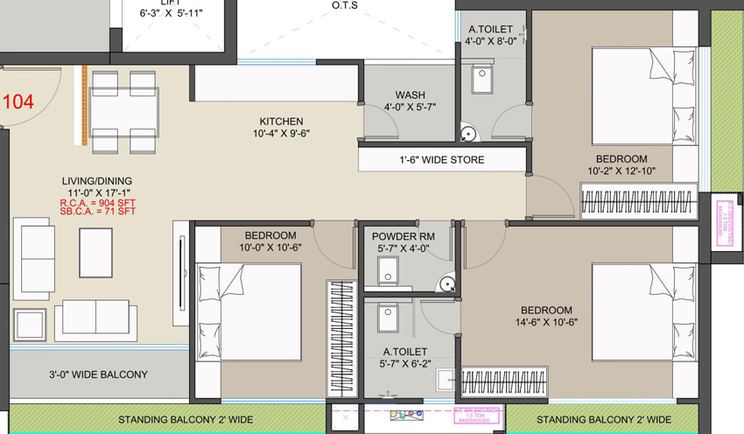 3 BHK Flat in Jainam Grand Ultima in Vesu, Surat - Image 458717