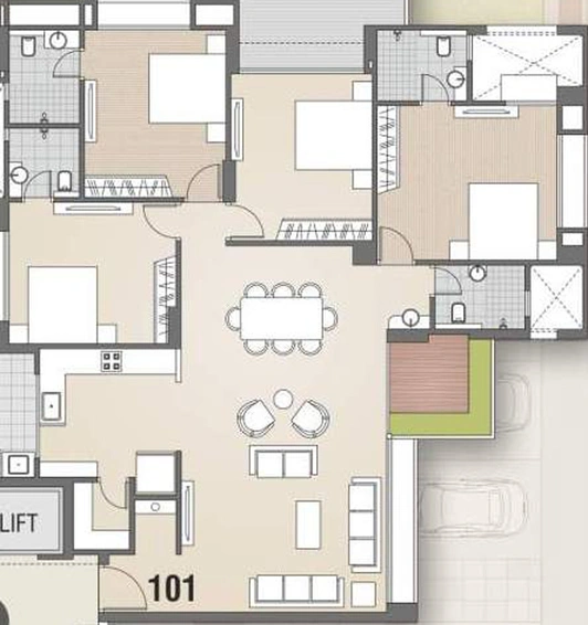 4 BHK Flat in Piramyd Platina in Pal, Surat - Image 458833