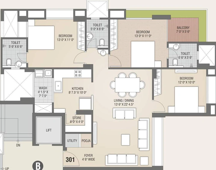 3 BHK Flat in Piramyd Platina in Pal, Surat - Image 458832