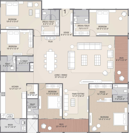 5 BHK Flat in Sangini Siddhanta in Vesu, Surat - Image 458888