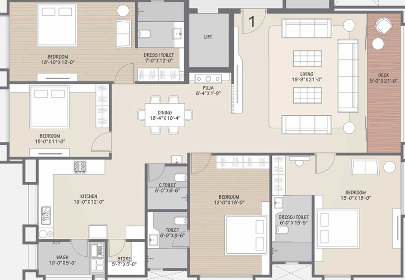 4 BHK Flat in Sangini Siddhanta in Vesu, Surat - Image 458886