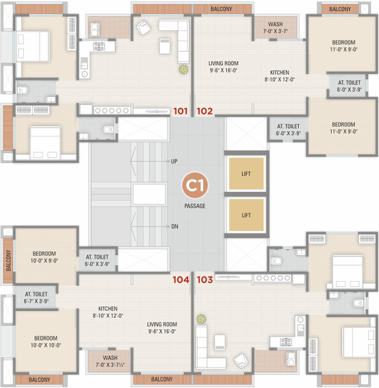 Floor Plan of Savani Prayosha Bliss in Dindoli, Surat - Image 31276