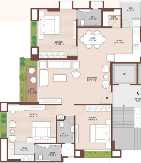 3 BHK Flat in Vama Spinoza Enclave in Althan, Surat - Image 459188