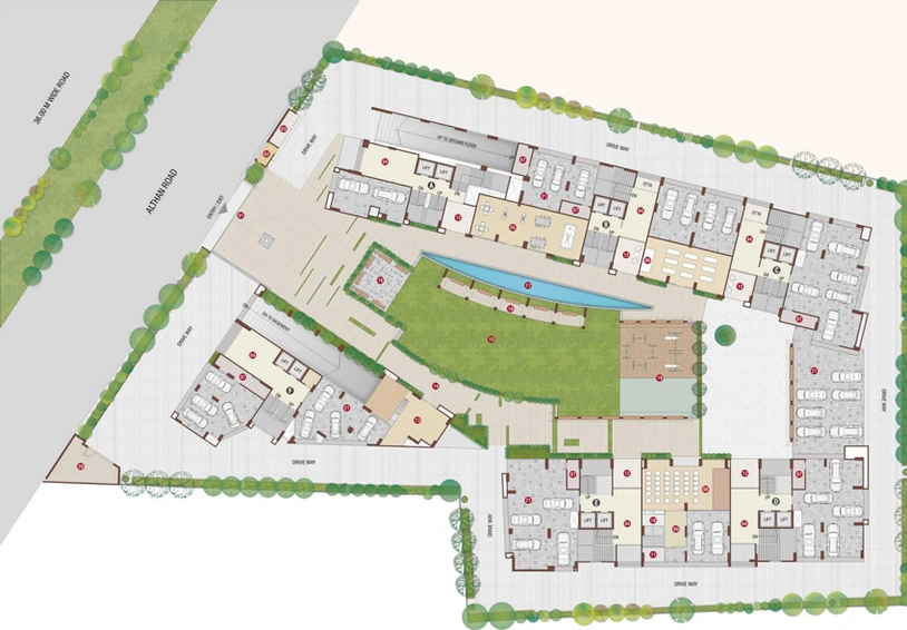 Master Plan of Vama Spinoza Enclave in Althan, Surat - Image 31355