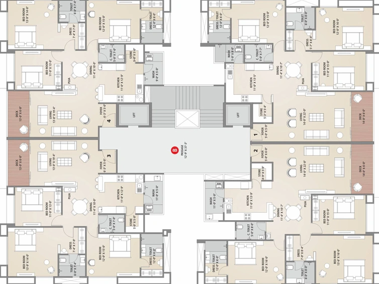 Floor Plan of Sangini Nirvana in Vesu, Surat - Image 31459