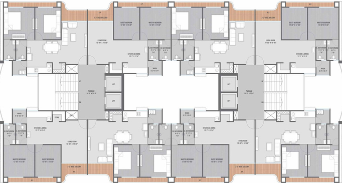 Floor Plan of Raghuvir Sheron in Vesu, Surat - Image 31529