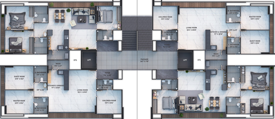 Floor Plan of Raghuvir Satva in Vesu, Surat - Image 31564