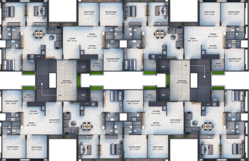 Floor Plan of Raghuvir Spectrum in Vesu, Surat - Image 31621