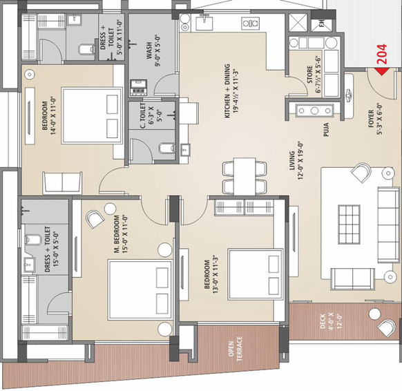 3 BHK Flat in Piramyd Serenity in Palanpur, Surat - Image 459635