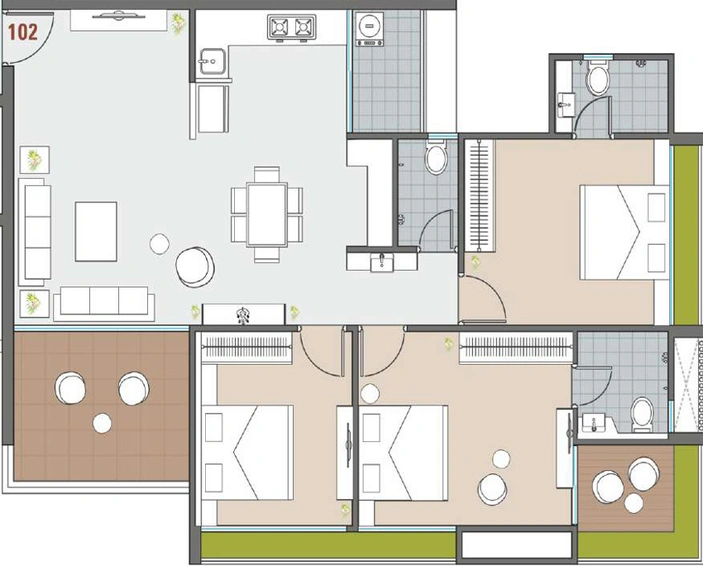 3 BHK Flat in Shreepad Infinia in Pal, Surat - Image 753969
