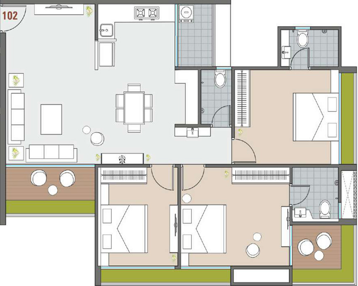 3 BHK Flat in Shreepad Infinia in Pal, Surat - Image 753968