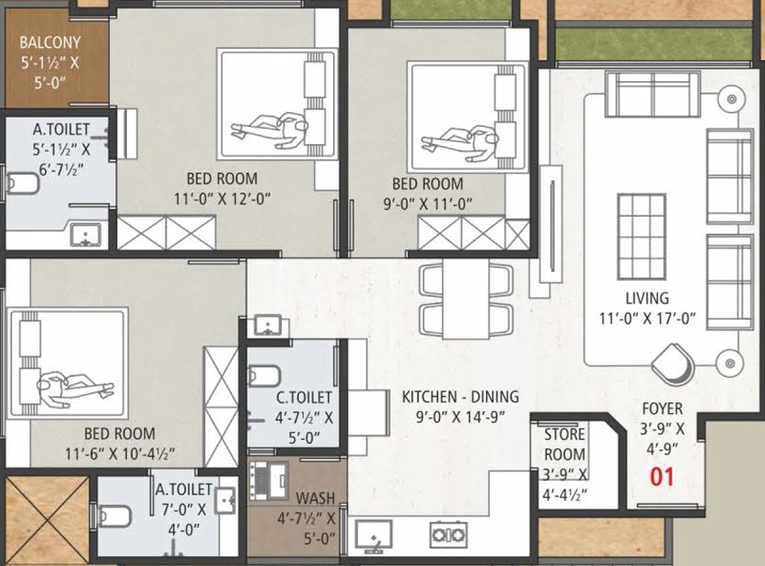 3 BHK Flat in Creative Anand Avenue in Jahangirabad, Surat - Image 460347