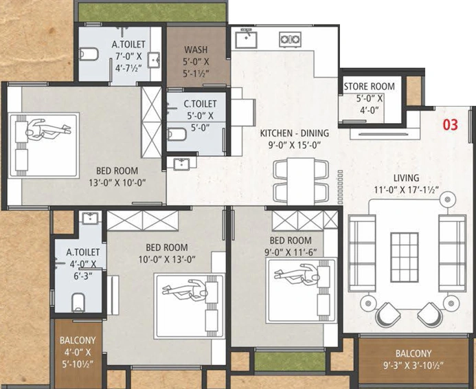 3 BHK Flat in Creative Anand Avenue in Jahangirabad, Surat - Image 460348