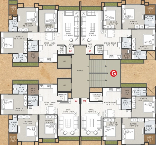 Floor Plan of Creative Anand Avenue in Jahangirabad, Surat - Image 32160
