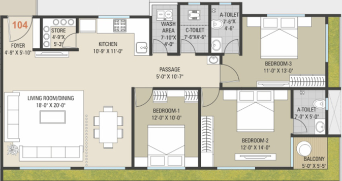 3 BHK Flat in Shukan Lifestyle in Pal Gam, Surat - Image 460453
