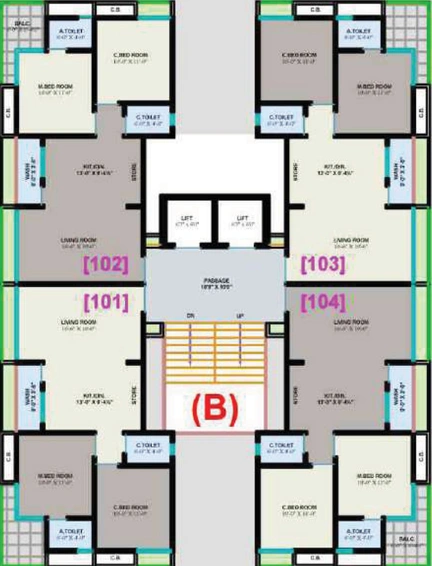 Floor Plan of Shivant Residency in Mota Varachha, Surat - Image 32425