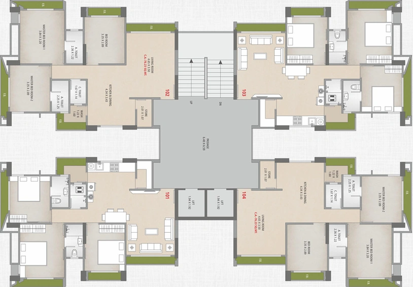 Floor Plan of Kiran Classic Towers 3 in Katargam, Surat - Image 32486
