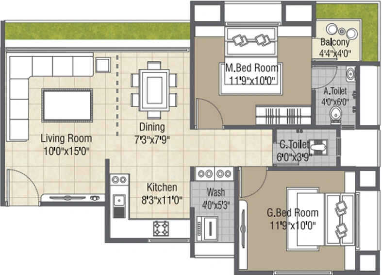2 BHK Flat in S S Saundarya Sky in Mota Varachha, Surat - Image 460893