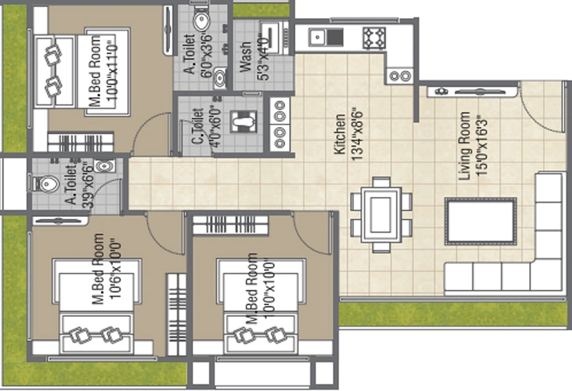 3 BHK Flat in S S Saundarya Sky in Mota Varachha, Surat - Image 460894