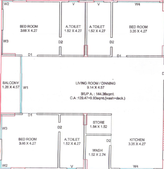 3 BHK Flat in Shreeji Om Solitaire in Vesu, Surat - Image 158053