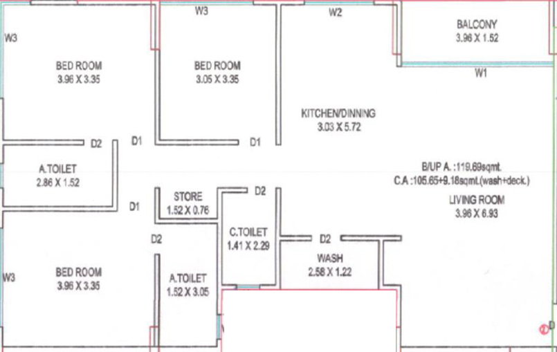 3 BHK Flat in Shreeji Om Solitaire in Vesu, Surat - Image 158052