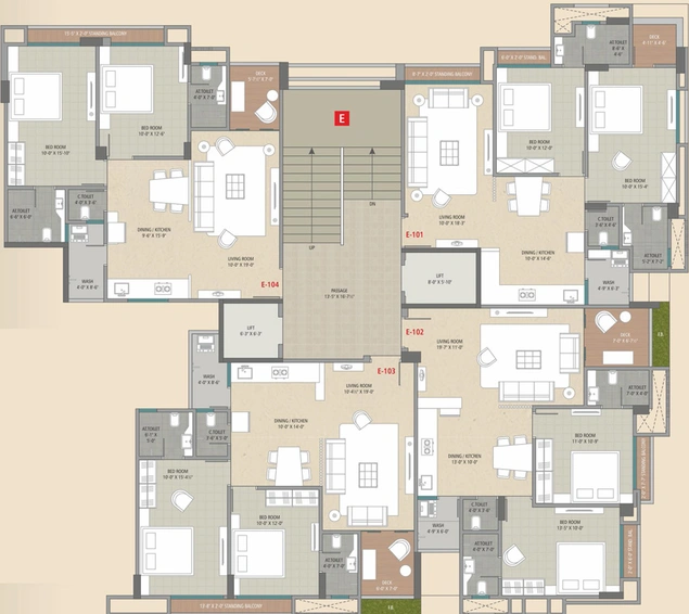 Floor Plan of Evergreen Raihan Heights in Adajan, Surat - Image 369