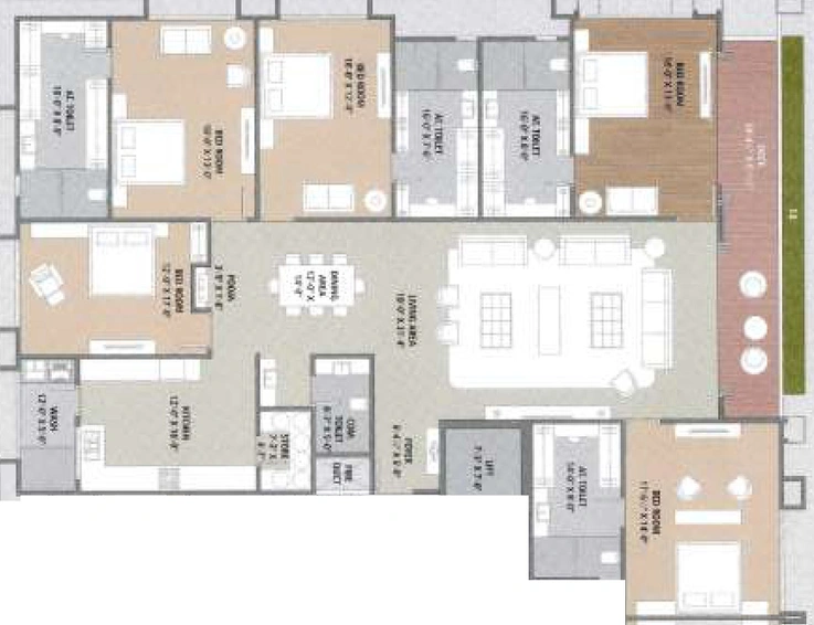 5 BHK Flat in Well Waves The Monolith in Vesu, Surat - Image 461311