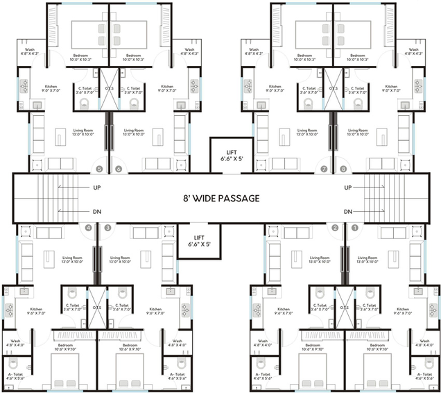 Floor Plan of Ashta Vinayak Residency in Ichhapore, Surat - Image 32871