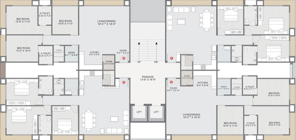 Floor Plan of Kakadia Serenity in Vesu, Surat - Image 33151