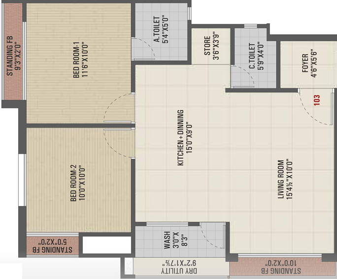 2 BHK Flat in Vaibhav Prince Flora in Dabholi, Surat - Image 461966