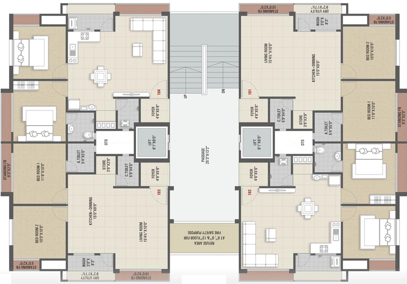 Floor Plan of Vaibhav Prince Flora in Dabholi, Surat - Image 33327