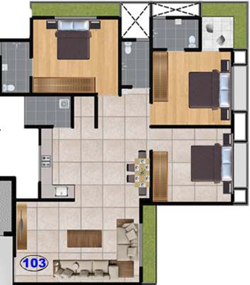 3 BHK Flat in Pioneer Belina in Bhimrad, Surat - Image 462102