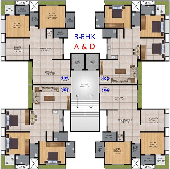 Floor Plan of Pioneer Belina in Bhimrad, Surat - Image 33380
