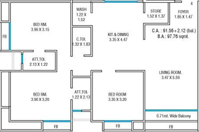 3 BHK Flat in Dwarka Milestone Utsav in Althan, Surat - Image 462161
