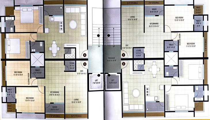 Floor Plan of Meera Heights in Bhimrad, Surat - Image 33535