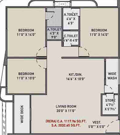 3 BHK Flat in Sartha Amora in Vesu, Surat - Image 462568