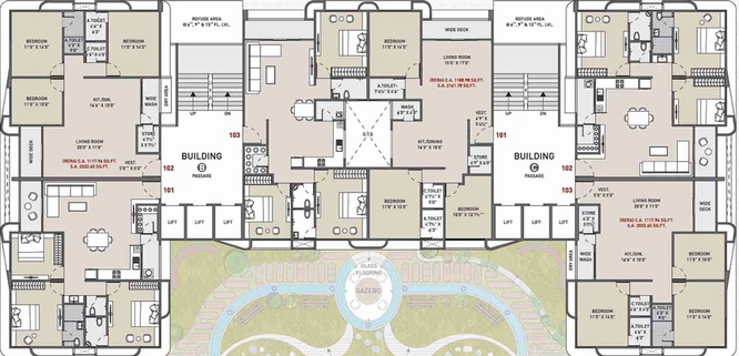 Floor Plan of Sartha Amora in Vesu, Surat - Image 33745