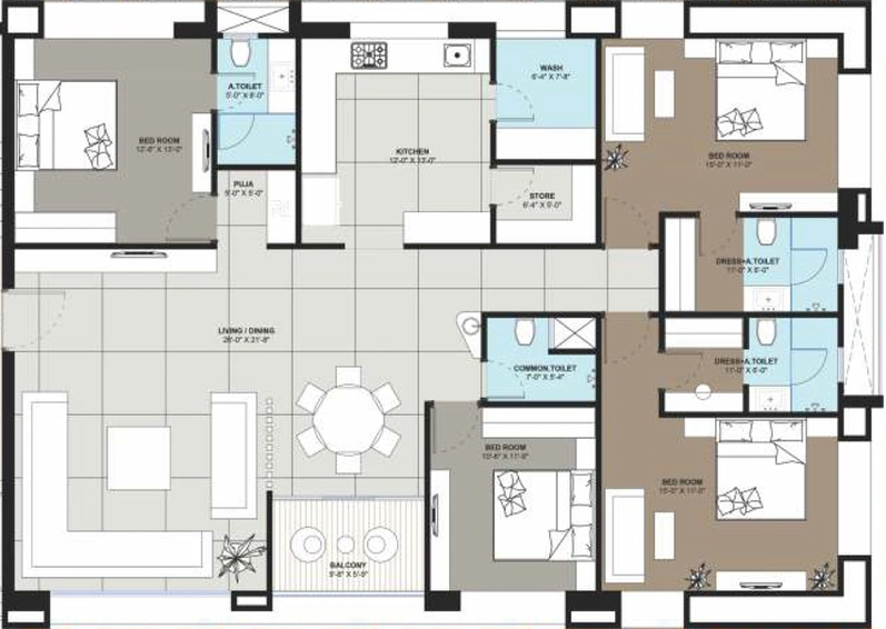4 BHK Flat in Shivam Heights in Katargam, Surat - Image 462716
