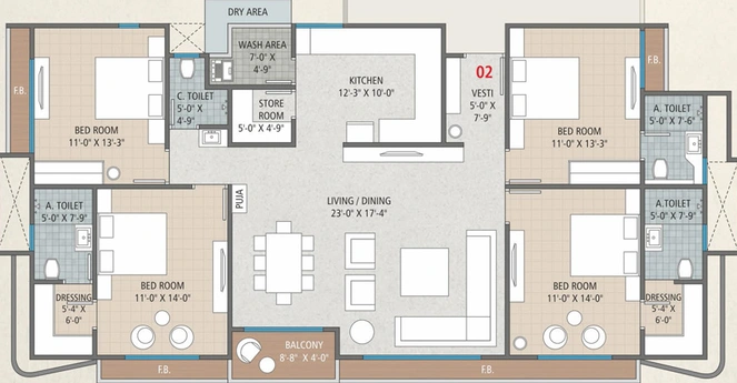 4 BHK Flat in Shivam The Impression in Pal, Surat - Image 462766