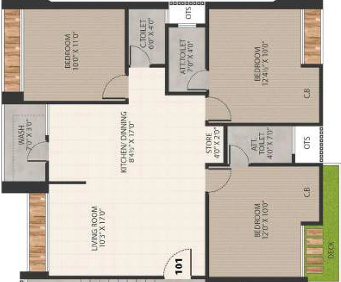3 BHK Flat in Santvan Lexon in Palanpur, Surat - Image 462803