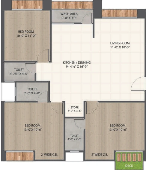 3 BHK Flat in Santvan Kreon in Palanpur, Surat - Image 462928