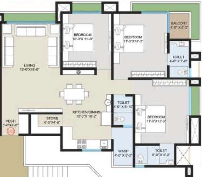 3 BHK Flat in Shree Hari Silvassa Paradise in Mota Varachha, Surat - Image 463641