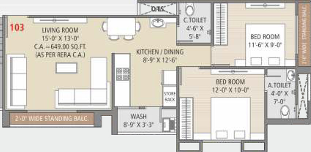 2 BHK Flat in Swicon Wings in Jahangirabad, Surat - Image 464107