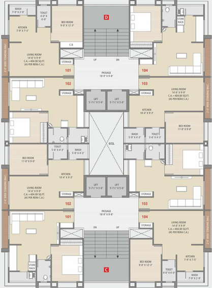 Floor Plan of Swicon Wings in Jahangirabad, Surat - Image 34677