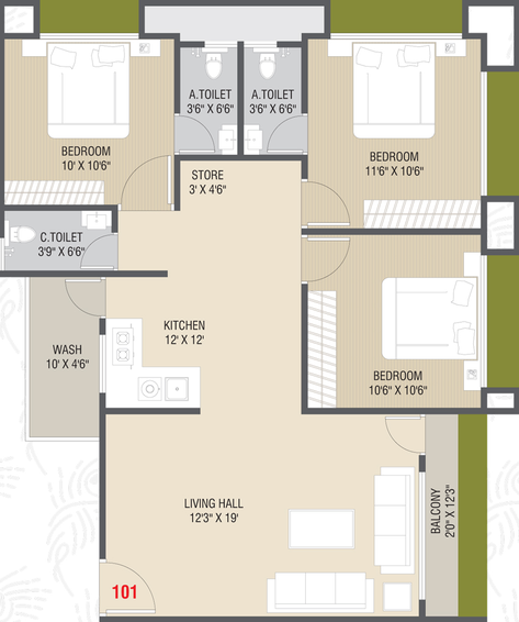 3 BHK Flat in Sahjanand Shree Nand Heights in Mota Varachha, Surat - Image 464426