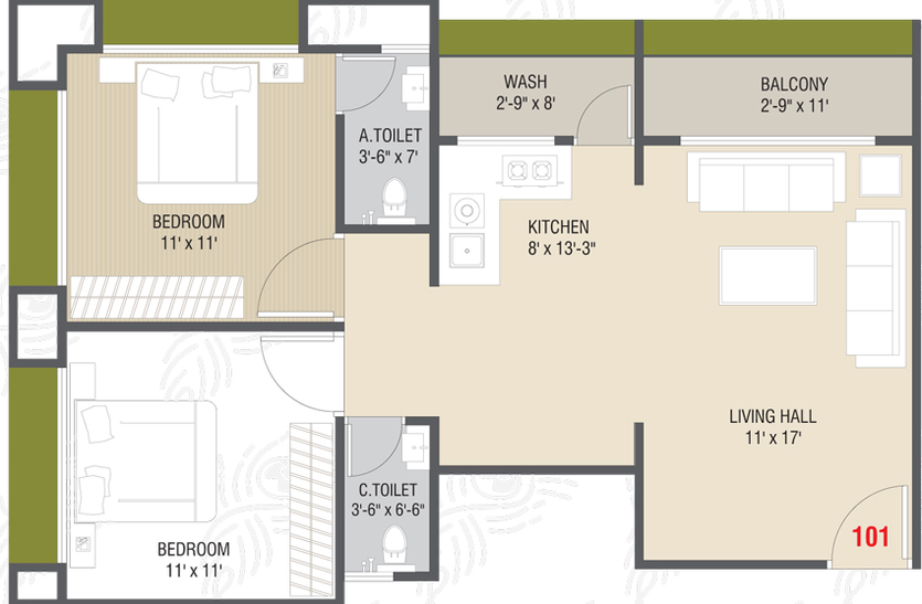 2 BHK Flat in Sahjanand Shree Nand Heights in Mota Varachha, Surat - Image 464425