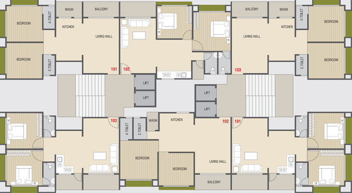 Floor Plan of Sahjanand Shree Nand Heights in Mota Varachha, Surat - Image 34798