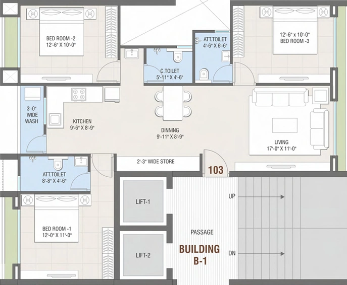 3 BHK Flat in Vaishnodevi Kingswood in Jahangirabad, Surat - Image 464517