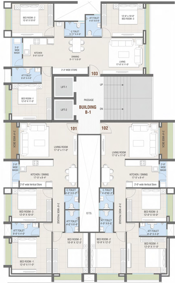 Floor Plan of Vaishnodevi Kingswood in Jahangirabad, Surat - Image 34849